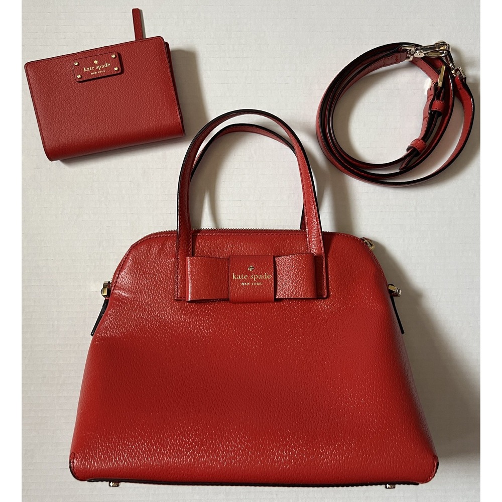 KATE SPADE NEW YORK Maise Matthews Street Satchel - Red Handbag Purse & Wallet